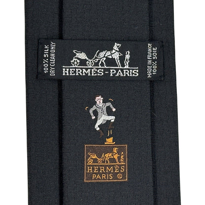HERMES エルメス ネクタイ ブラック シルク メンズ 【中古】