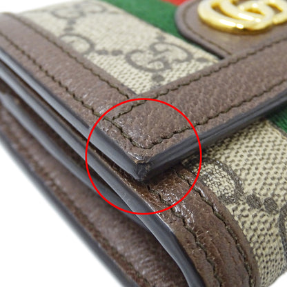 GUCCI グッチ 二つ折り財布 オフィディア ベージュ ブラウン 598662 GGスプリーム レディース 【中古】