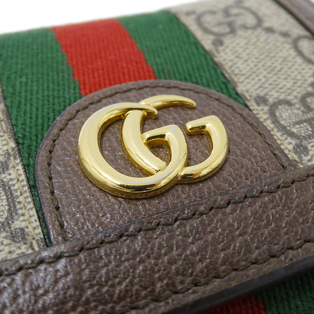 GUCCI グッチ 二つ折り財布 オフィディア ベージュ ブラウン 598662 GGスプリーム レディース 【中古】