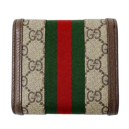GUCCI グッチ 二つ折り財布 オフィディア ベージュ ブラウン 598662 GGスプリーム レディース 【中古】