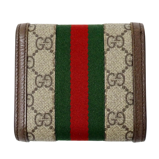 GUCCI グッチ 二つ折り財布 オフィディア ベージュ ブラウン 598662 GGスプリーム レディース 【中古】