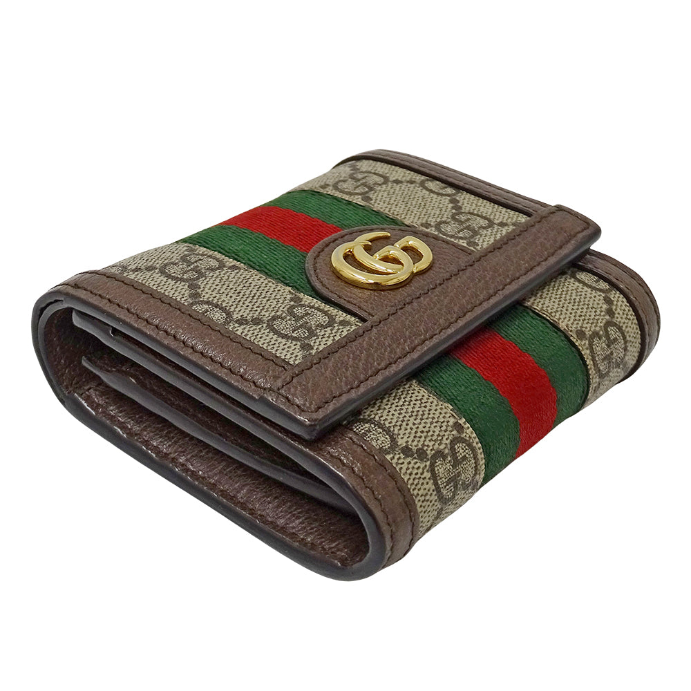 GUCCI グッチ 二つ折り財布 オフィディア ベージュ ブラウン 598662 GGスプリーム レディース 【中古】