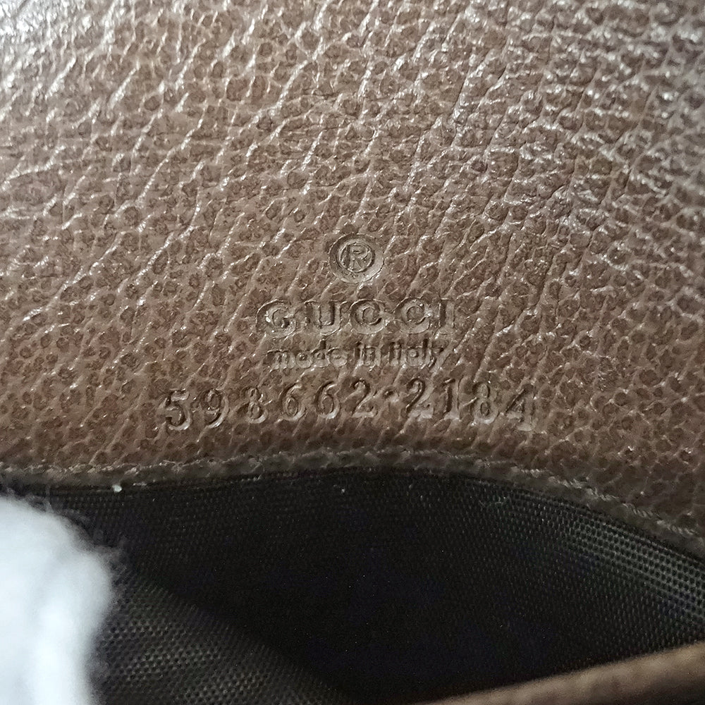 GUCCI グッチ 二つ折り財布 オフィディア ベージュ ブラウン 598662 GGスプリーム レディース 【中古】