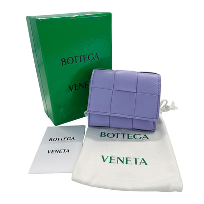 BOTTEGAVENETA ボッテガ・ヴェネタ カセット スモール ウォレット 三つ折り財布 パープル レディース メンズ 【中古】