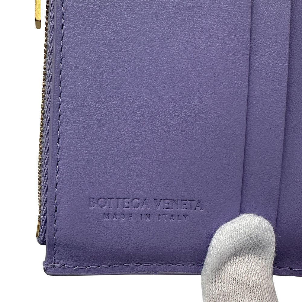 BOTTEGAVENETA ボッテガ・ヴェネタ カセット スモール ウォレット 三つ折り財布 パープル レディース メンズ 【中古】
