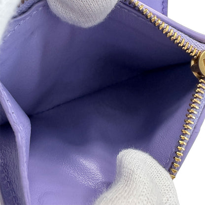 BOTTEGAVENETA ボッテガ・ヴェネタ カセット スモール ウォレット 三つ折り財布 パープル レディース メンズ 【中古】