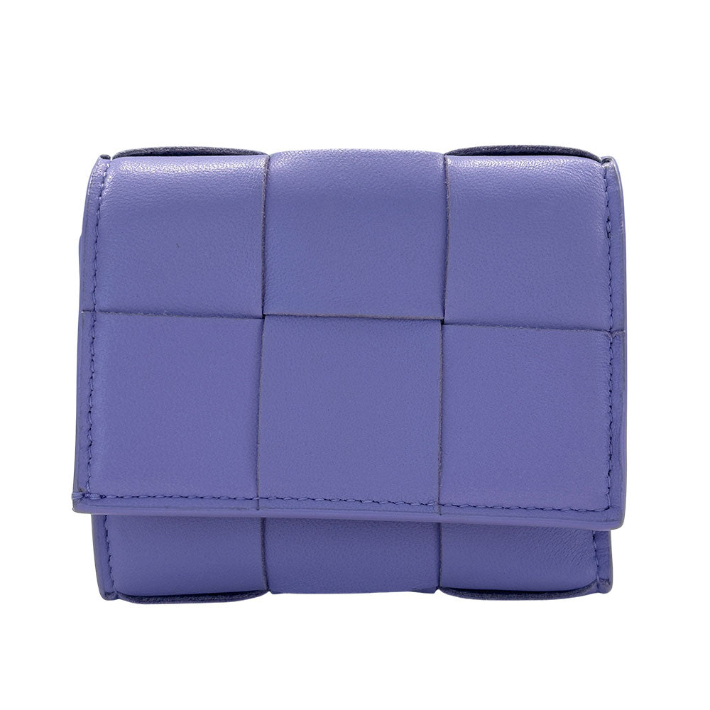 BOTTEGAVENETA ボッテガ・ヴェネタ カセット スモール ウォレット 三つ折り財布 パープル レディース メンズ 【中古】