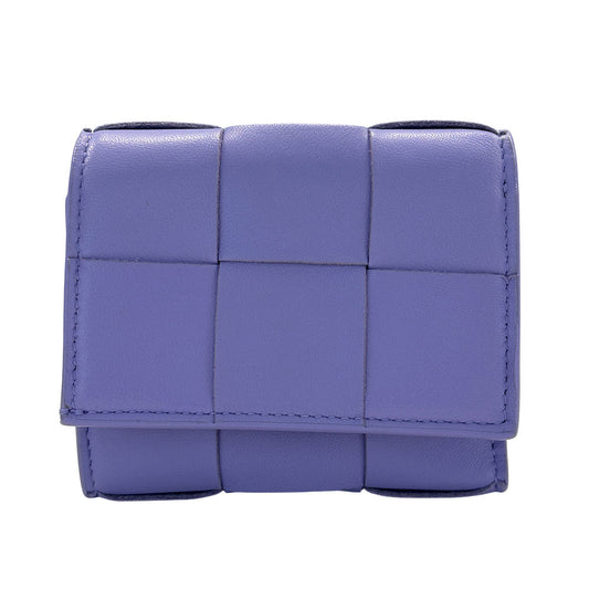 BOTTEGAVENETA ボッテガ・ヴェネタ カセット スモール ウォレット 三つ折り財布 パープル レディース メンズ 【中古】