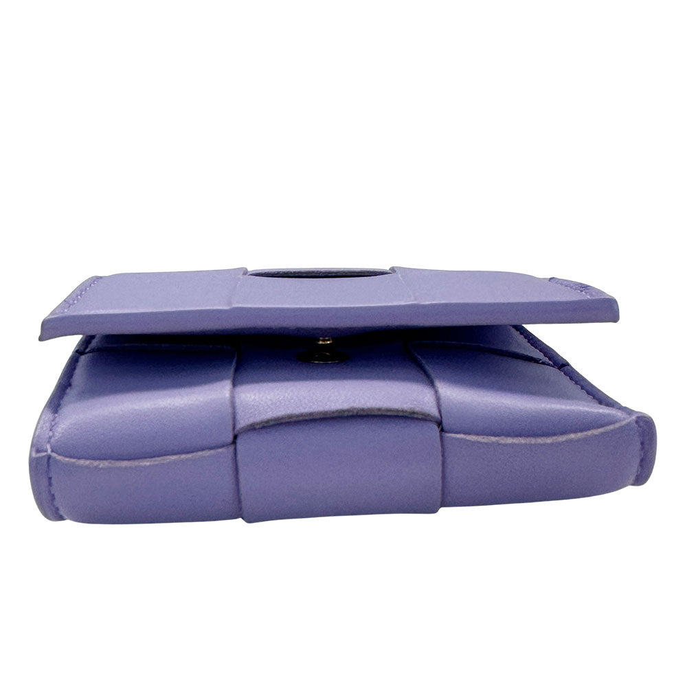 BOTTEGAVENETA ボッテガ・ヴェネタ カセット スモール ウォレット 三つ折り財布 パープル レディース メンズ 【中古】