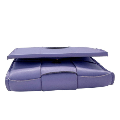 BOTTEGAVENETA ボッテガ・ヴェネタ カセット スモール ウォレット 三つ折り財布 パープル レディース メンズ 【中古】