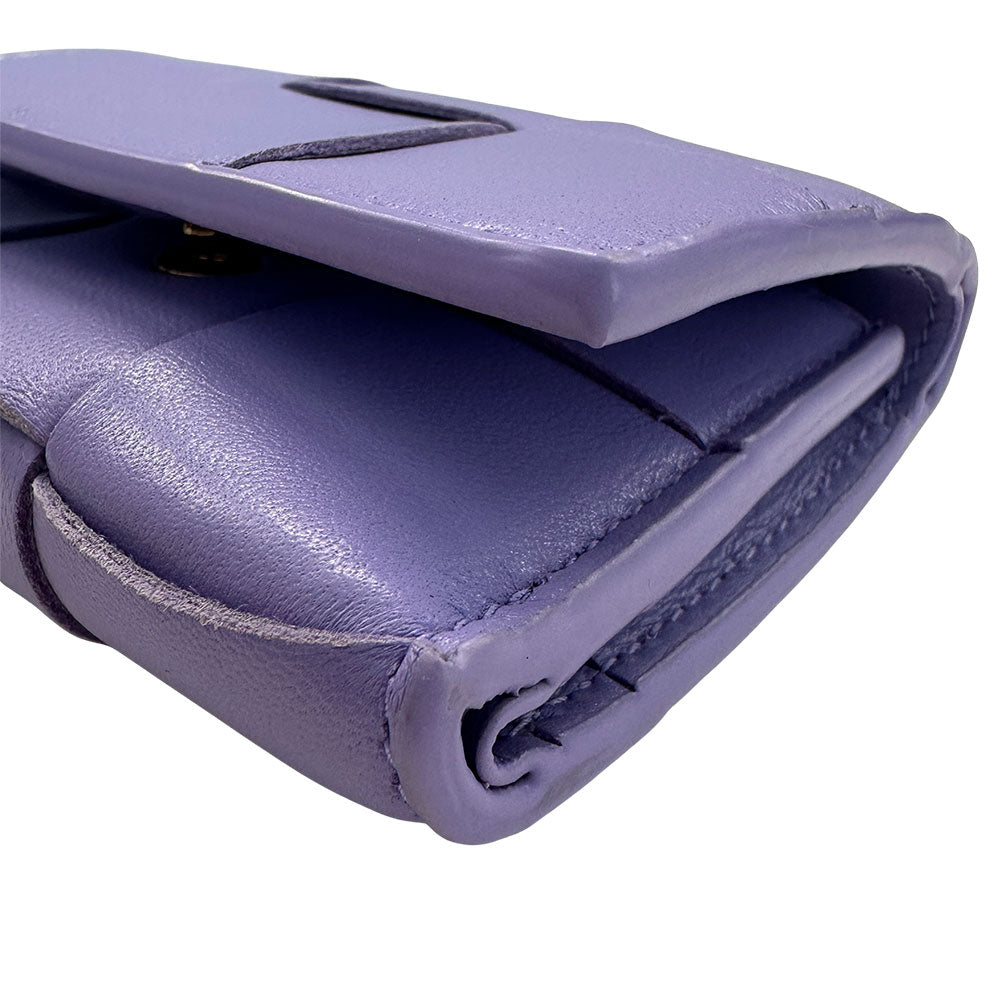 BOTTEGAVENETA ボッテガ・ヴェネタ カセット スモール ウォレット 三つ折り財布 パープル レディース メンズ 【中古】