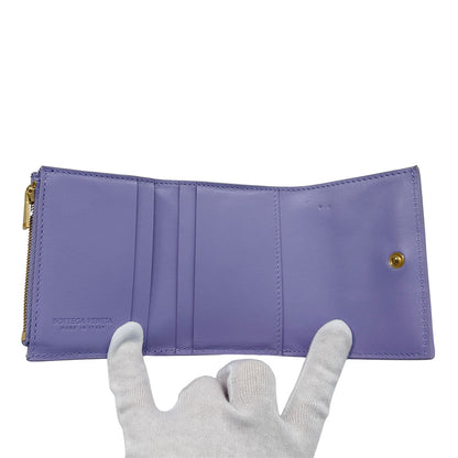 BOTTEGAVENETA ボッテガ・ヴェネタ カセット スモール ウォレット 三つ折り財布 パープル レディース メンズ 【中古】