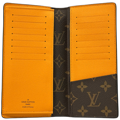 LOUIS VUITTON ルイ・ヴィトン ポルトフォイユ・ブラザ 長財布 モノグラム マカサー サフランオレンジ ブラウン M82551 メンズ 【中古】