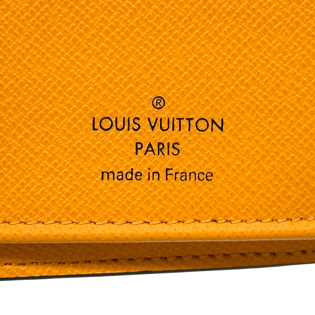 LOUIS VUITTON ルイ・ヴィトン ポルトフォイユ・ブラザ 長財布 モノグラム マカサー サフランオレンジ ブラウン M82551 メンズ 【中古】