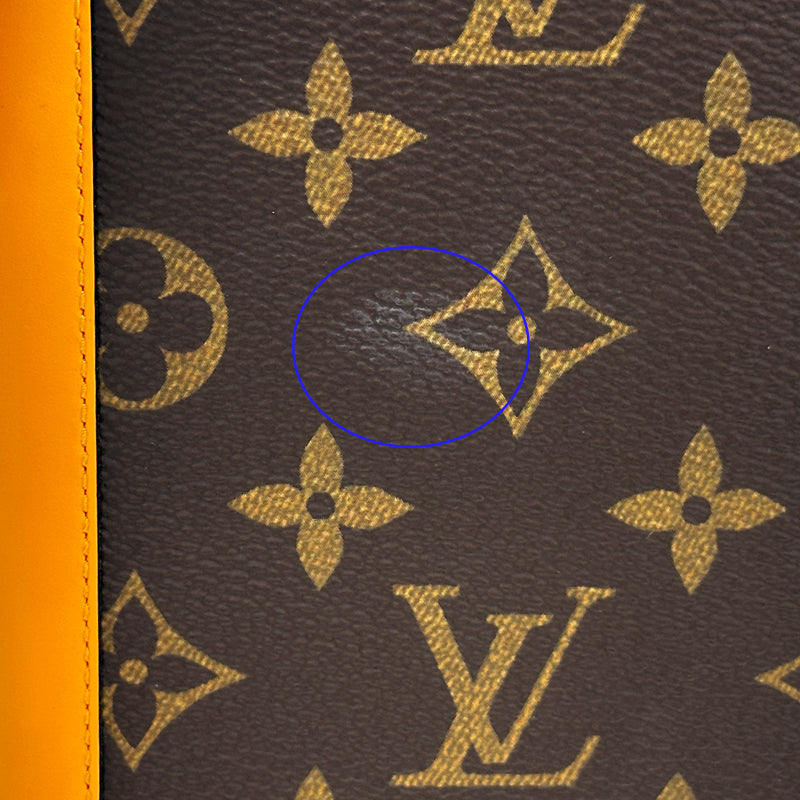 LOUIS VUITTON ルイ・ヴィトン ポルトフォイユ・ブラザ 長財布 モノグラム マカサー サフランオレンジ ブラウン M82551 メンズ 【中古】