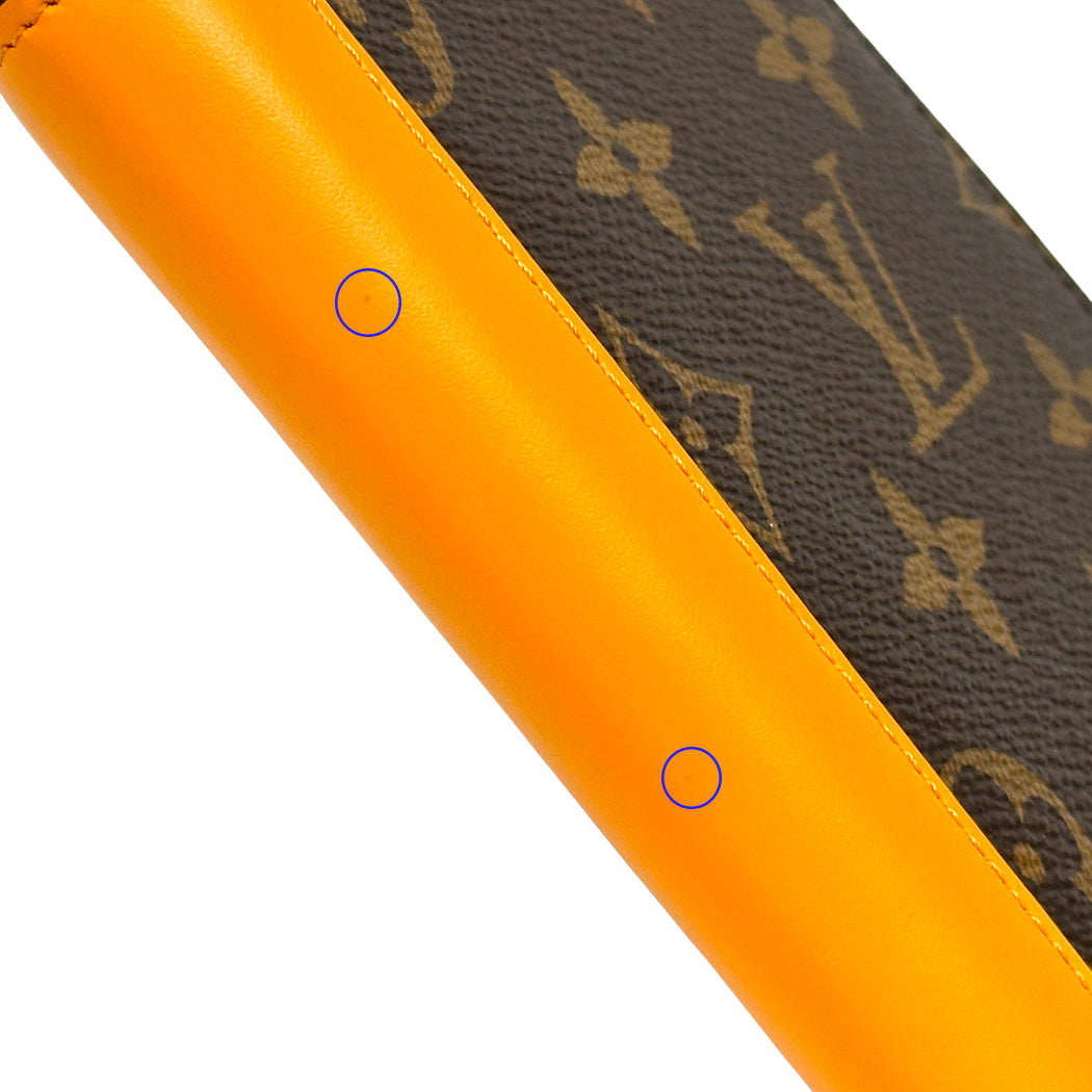 LOUIS VUITTON ルイ・ヴィトン ポルトフォイユ・ブラザ 長財布 モノグラム マカサー サフランオレンジ ブラウン M82551 メンズ 【中古】