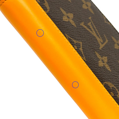 LOUIS VUITTON ルイ・ヴィトン ポルトフォイユ・ブラザ 長財布 モノグラム マカサー サフランオレンジ ブラウン M82551 メンズ 【中古】