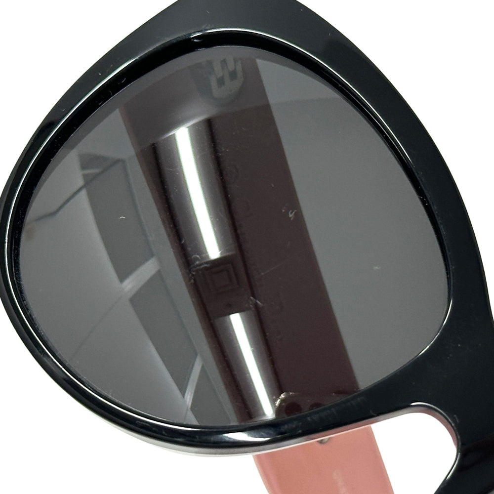 Dior ディオール フルリム バタフライ サングラス ピンク ブラック プラスチック シリコン レディース 【中古】