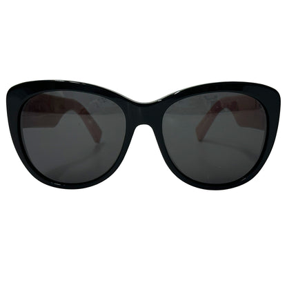 Dior ディオール フルリム バタフライ サングラス ピンク ブラック プラスチック シリコン レディース 【中古】