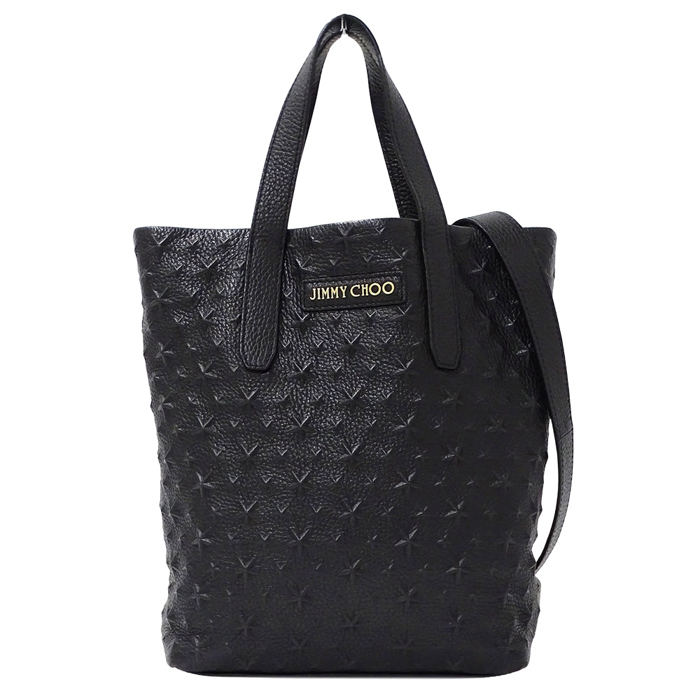 JIMMY CHOO ジミーチュウ ハンドバッグ トートバッグ ショルダーバッグ 2way ブラック レザー レディース 【中古】