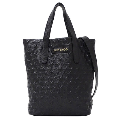 JIMMY CHOO ジミーチュウ ハンドバッグ トートバッグ ショルダーバッグ 2way ブラック レザー レディース 【中古】