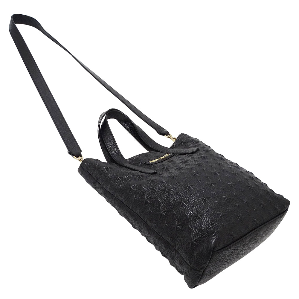 JIMMY CHOO ジミーチュウ ハンドバッグ トートバッグ ショルダーバッグ 2way ブラック レザー レディース 【中古】