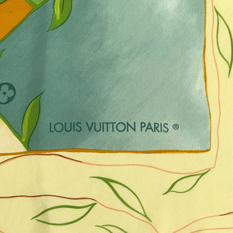 LOUIS VUITTON ルイ・ヴィトン スカーフ イエロー マルチカラー シルク レディース 【中古】