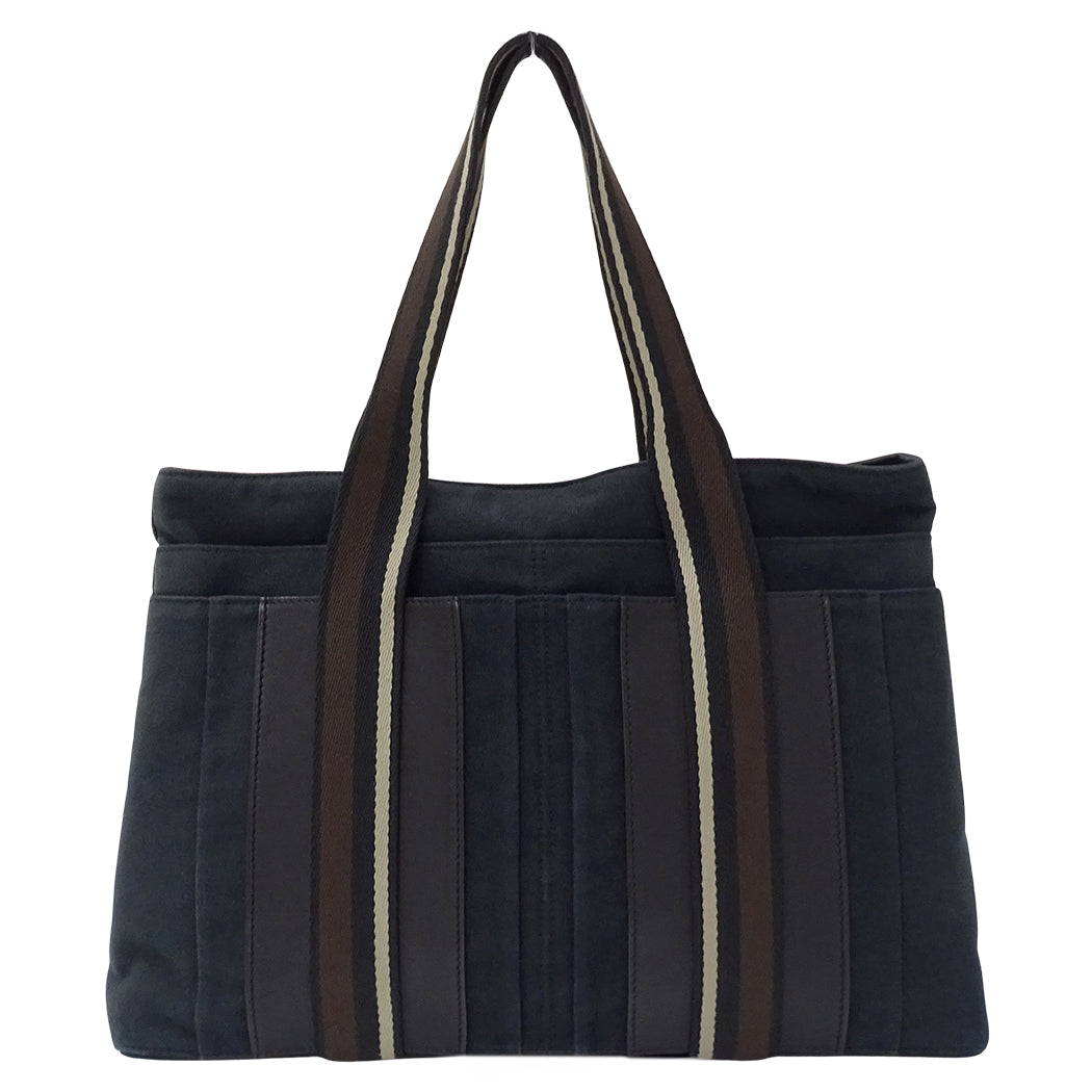 HERMES エルメス トロカホリゾンタル MM トートバッグ ブラック キャンバス レディース 【中古】