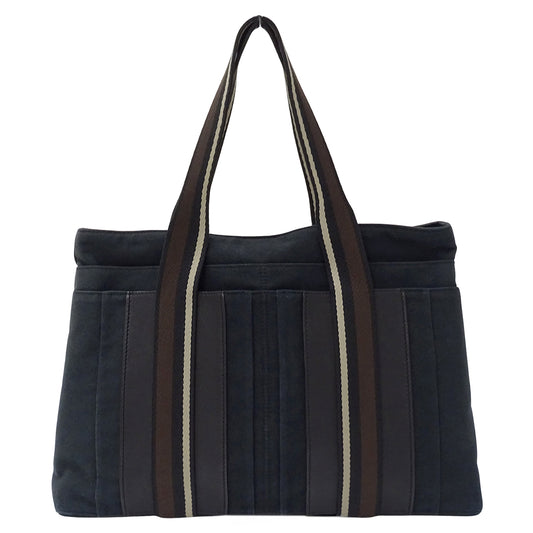HERMES エルメス トロカホリゾンタル MM トートバッグ ブラック キャンバス レディース 【中古】