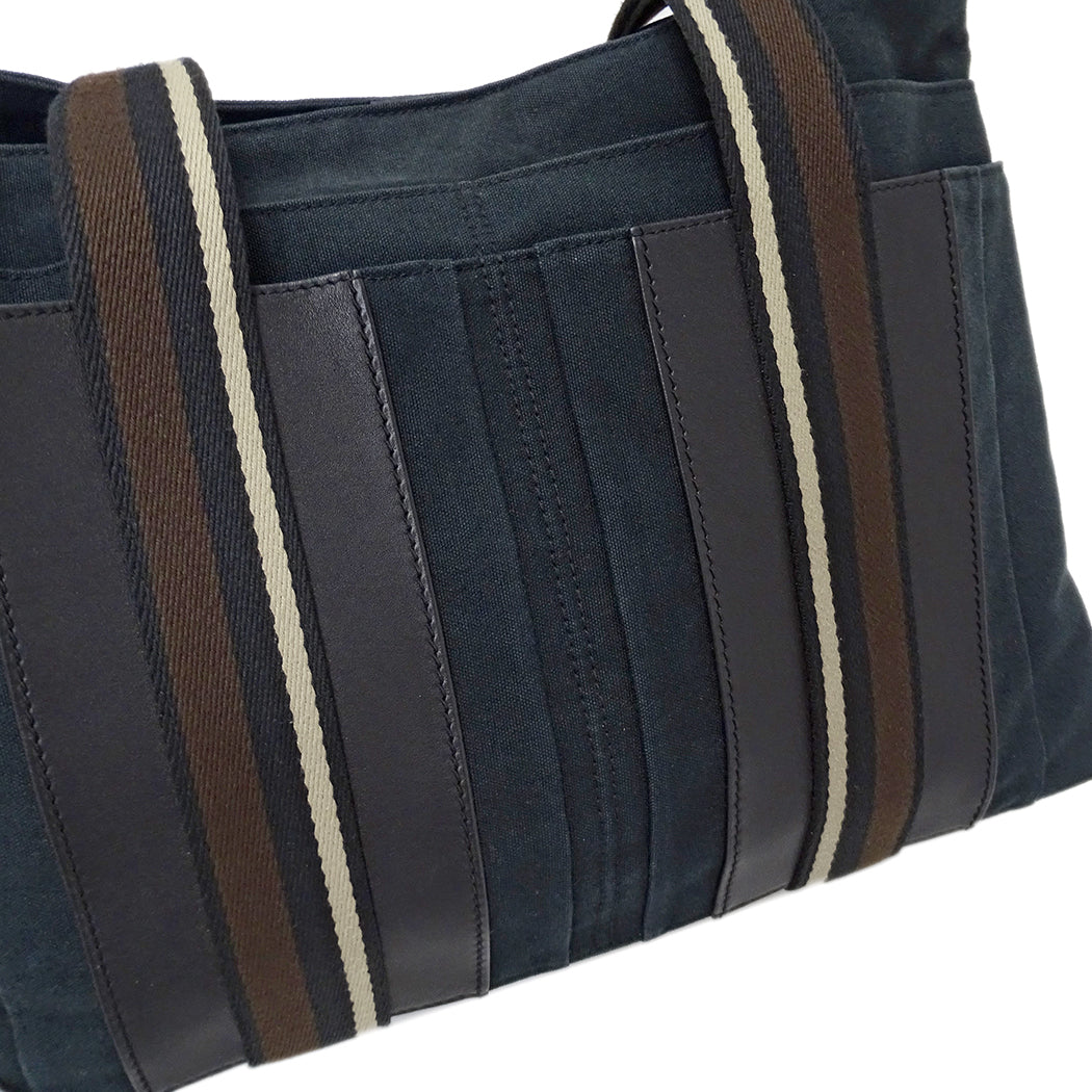 HERMES エルメス トロカホリゾンタル MM トートバッグ ブラック キャンバス レディース 【中古】