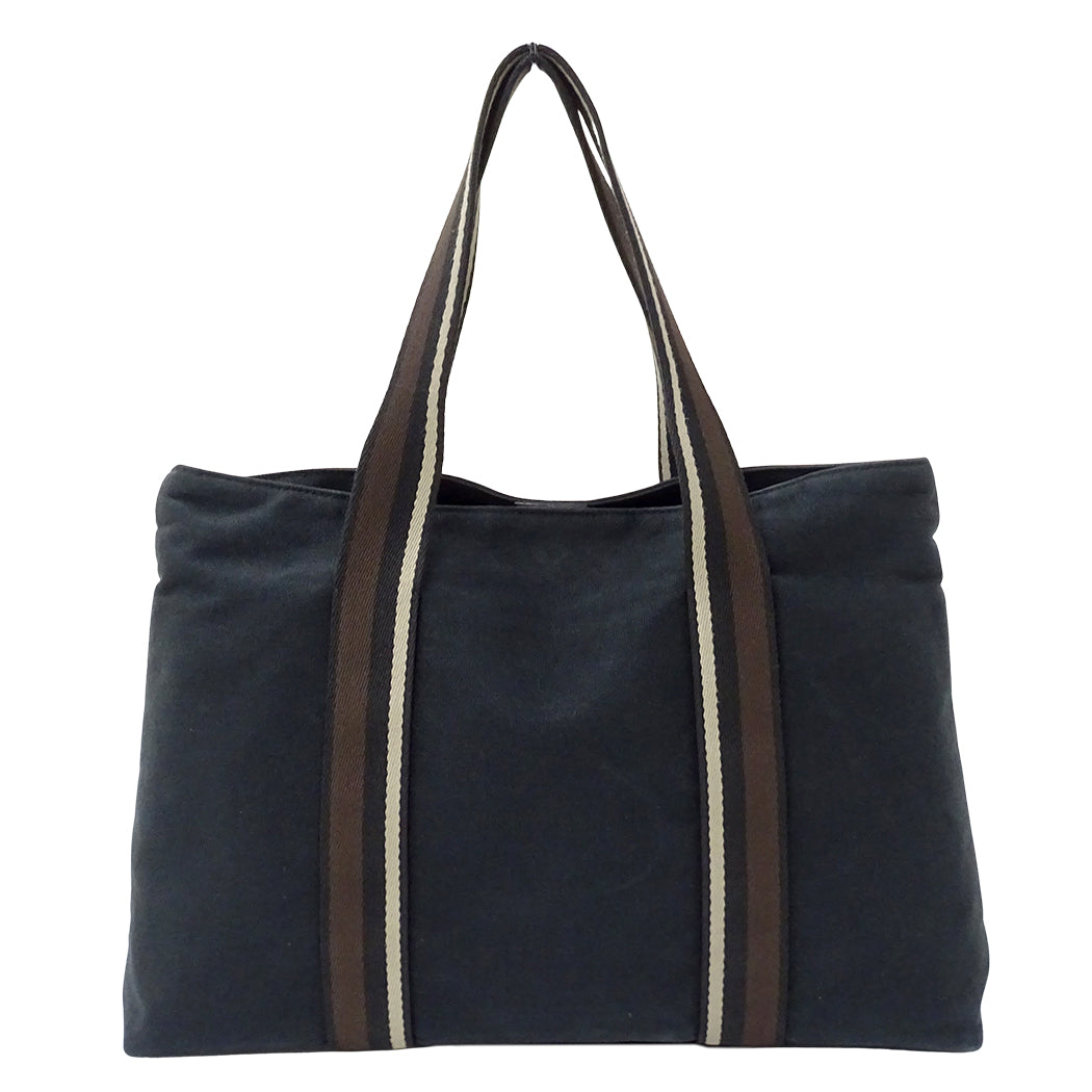 HERMES エルメス トロカホリゾンタル MM トートバッグ ブラック キャンバス レディース 【中古】