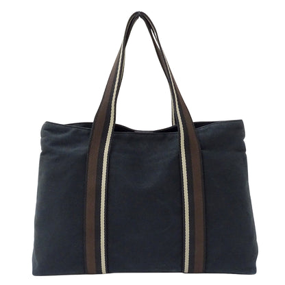 HERMES エルメス トロカホリゾンタル MM トートバッグ ブラック キャンバス レディース 【中古】