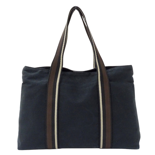 HERMES エルメス トロカホリゾンタル MM トートバッグ ブラック キャンバス レディース 【中古】