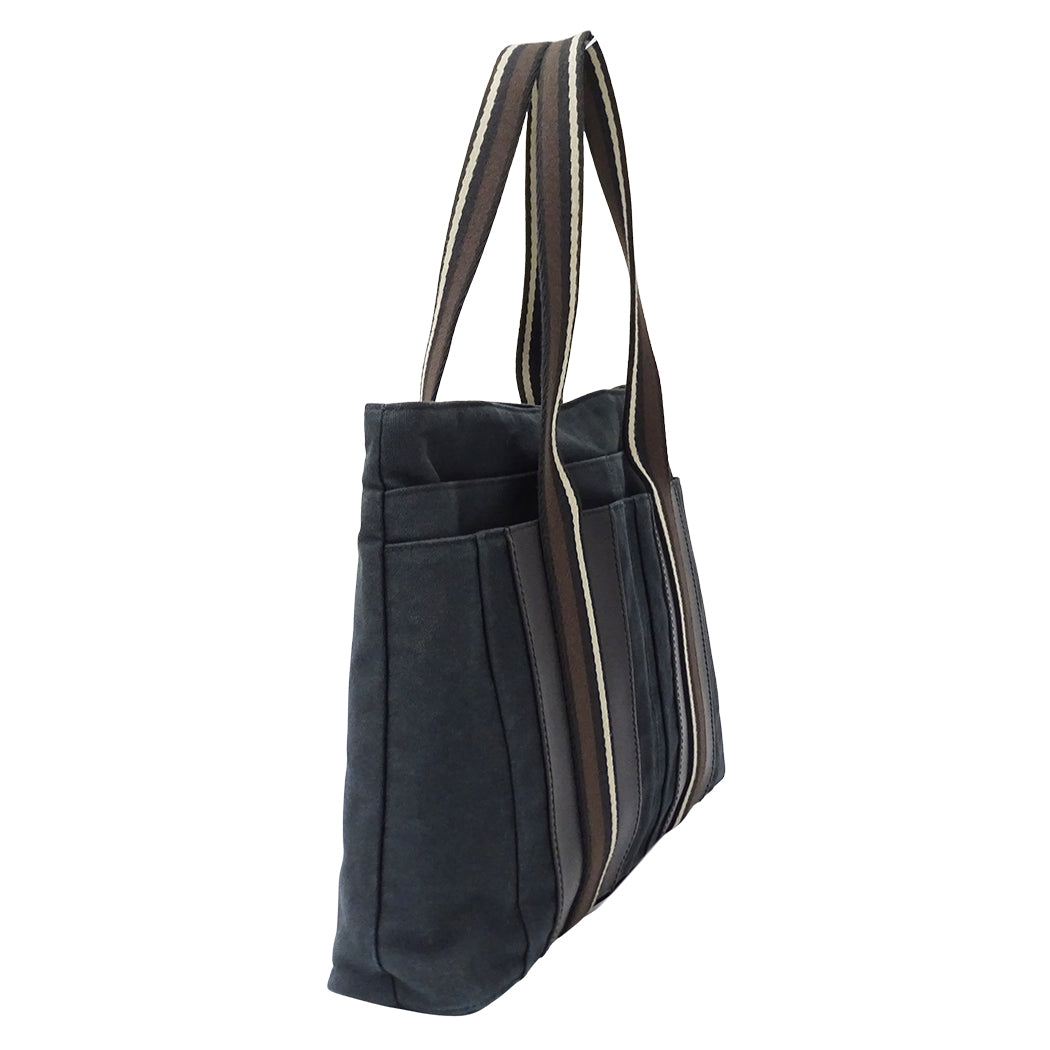 HERMES エルメス トロカホリゾンタル MM トートバッグ ブラック キャンバス レディース 【中古】