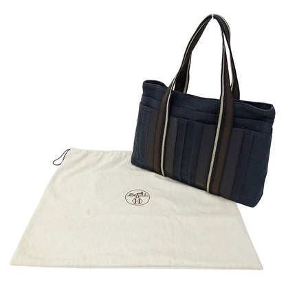 HERMES エルメス トロカホリゾンタル MM トートバッグ ブラック キャンバス レディース 【中古】