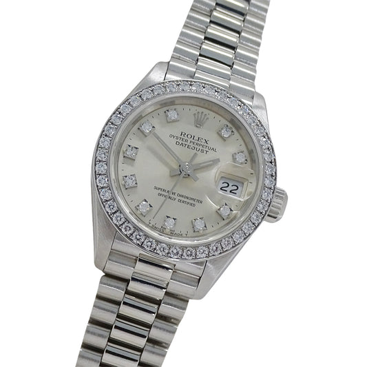 ROLEX ロレックス デイトジャスト 69136G E番 レディース 腕時計 自動巻き AT PT950 ダイヤモンド 磨き済み【中古】