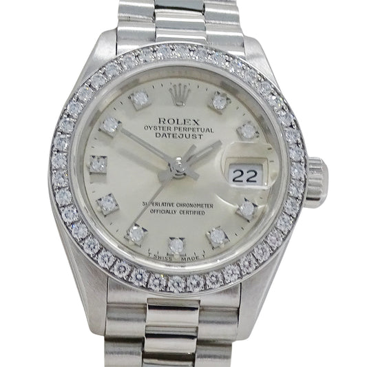 ROLEX ロレックス デイトジャスト 69136G E番 レディース 腕時計 自動巻き AT PT950 ダイヤモンド 磨き済み【中古】