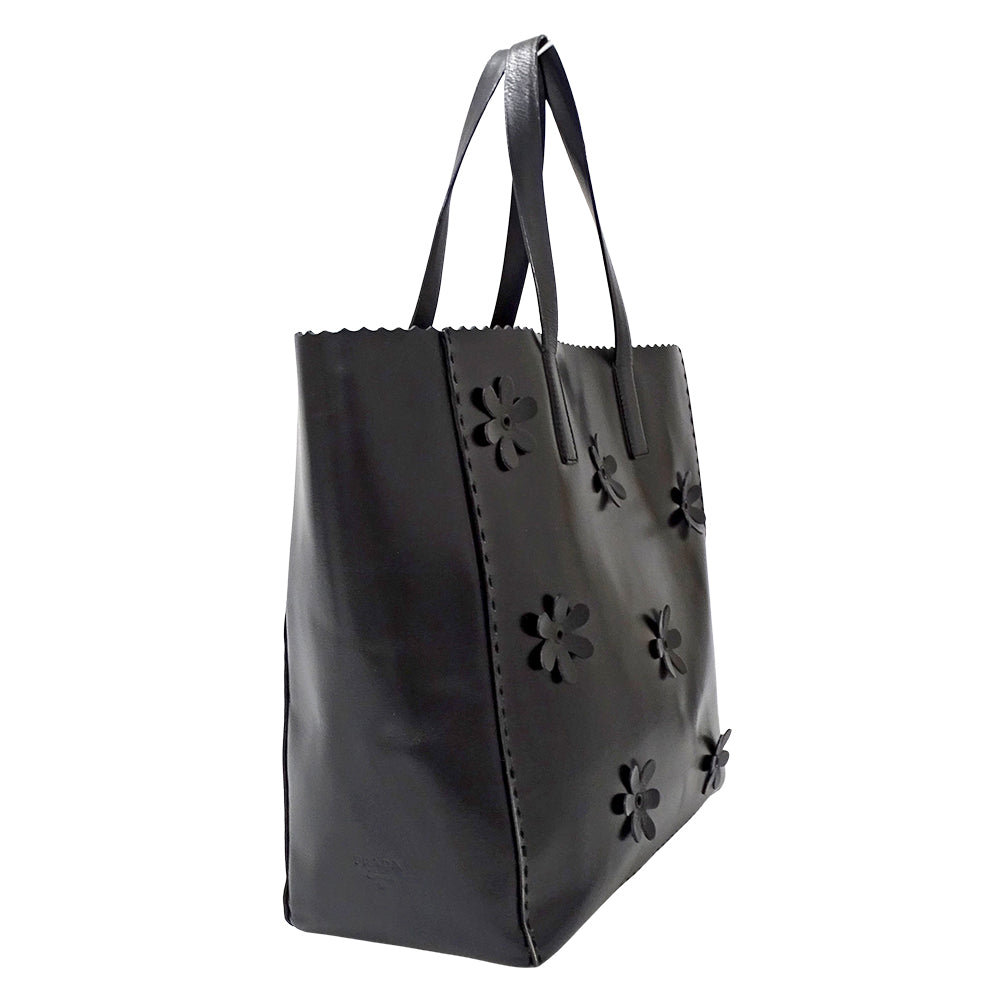 PRADA プラダ トートバッグ ブラック レザー レディース 【中古】