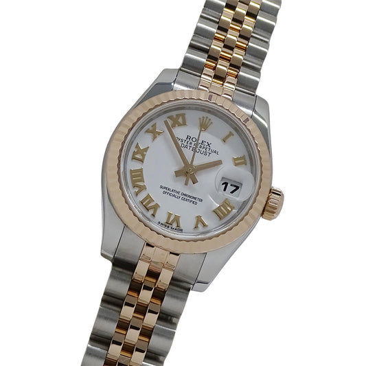 ROLEX ロレックス デイトジャスト 179171 ランダム番 レディース 腕時計 自動巻き AT SS PG ホワイト 磨き済み 【中古】