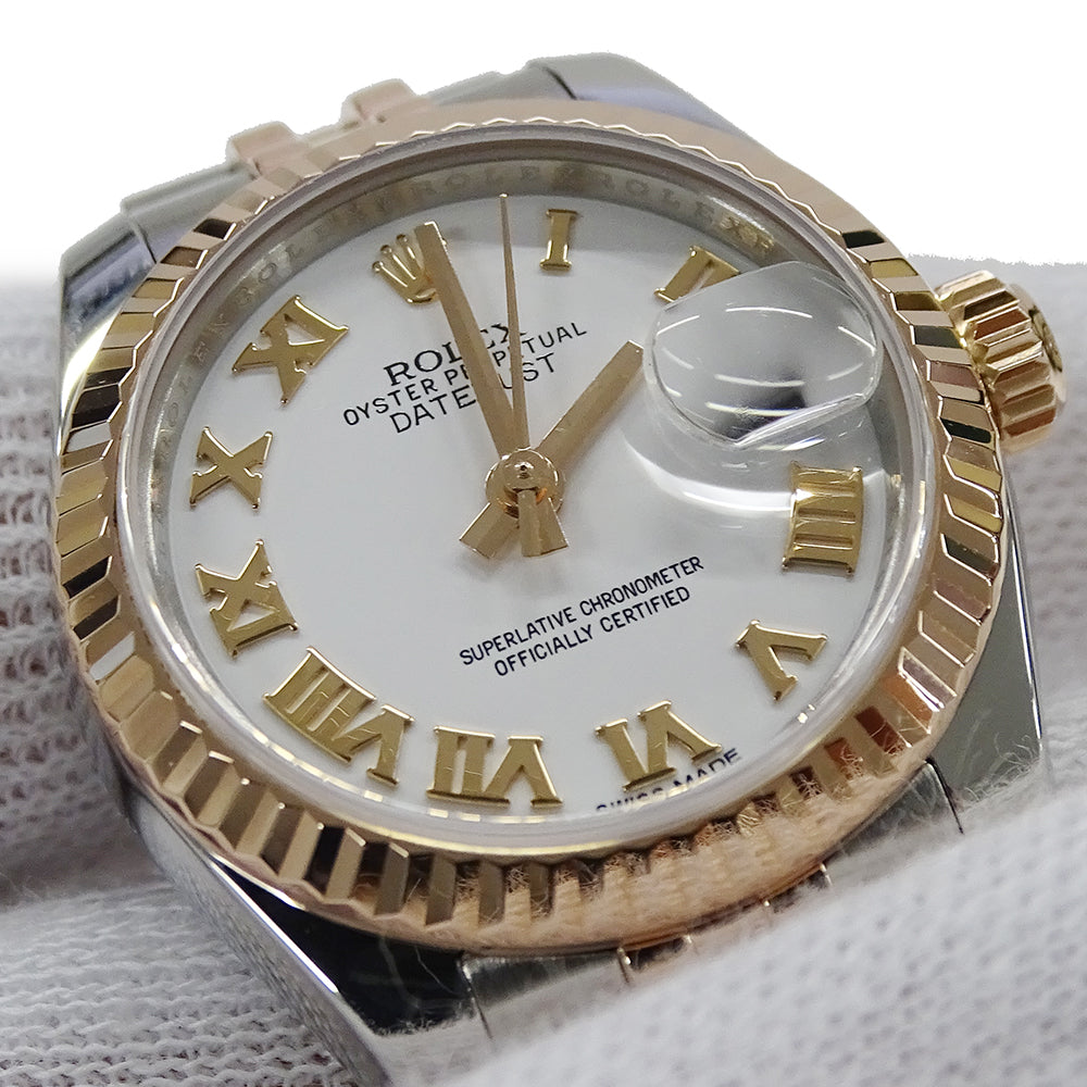 ROLEX ロレックス デイトジャスト 179171 ランダム番 レディース 腕時計 自動巻き AT SS PG ホワイト 磨き済み 【中古】