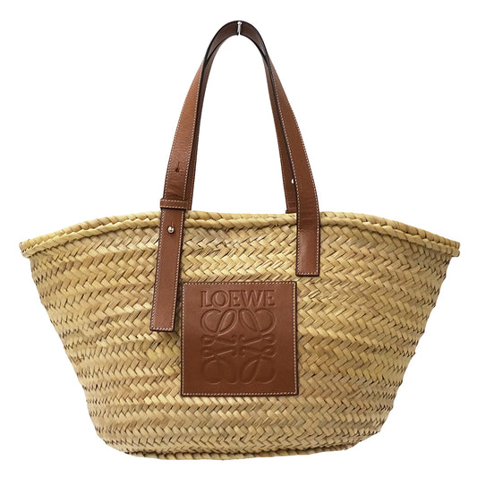 LOEWE ロエベ バスケットバッグ ラージ トートバッグ ナチュラル タン レディース 【中古】