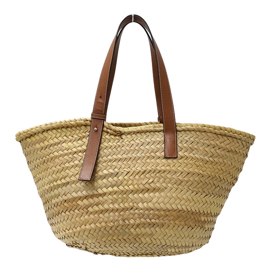 LOEWE ロエベ バスケットバッグ ラージ トートバッグ ナチュラル タン レディース 【中古】