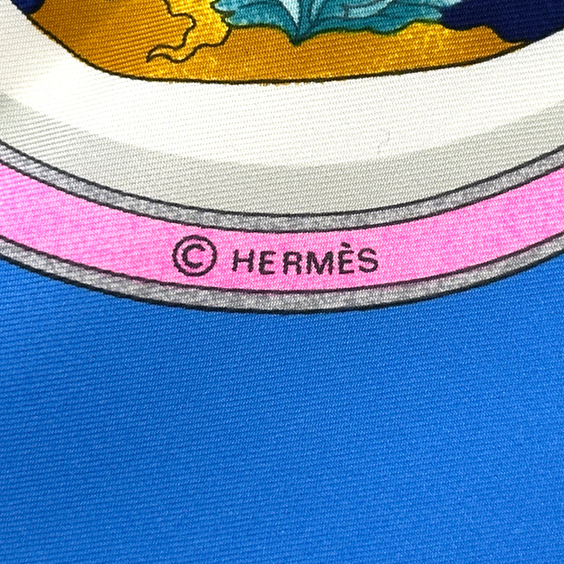 HERMES エルメス カレ90 Qu'importe le flacon 香水瓶 スカーフ ブルー マルチカラー シルク レディース 【中古】