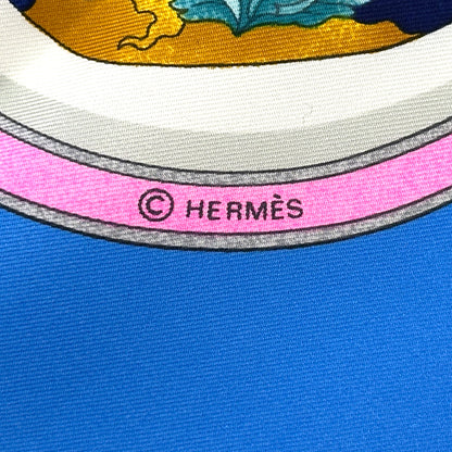 HERMES エルメス カレ90 Qu'importe le flacon 香水瓶 スカーフ ブルー マルチカラー シルク レディース 【中古】
