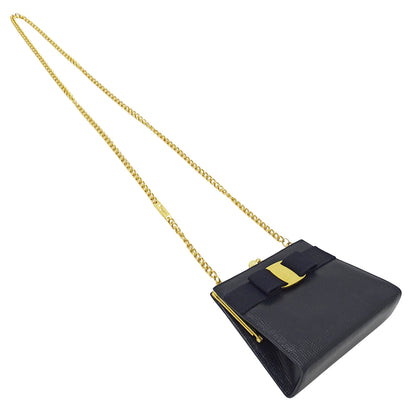 Ferragamo フェラガモ ショルダーバッグ ヴァラリボン ネイビー レザー レディース 【中古】