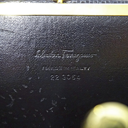 Ferragamo フェラガモ ショルダーバッグ ヴァラリボン ネイビー レザー レディース 【中古】