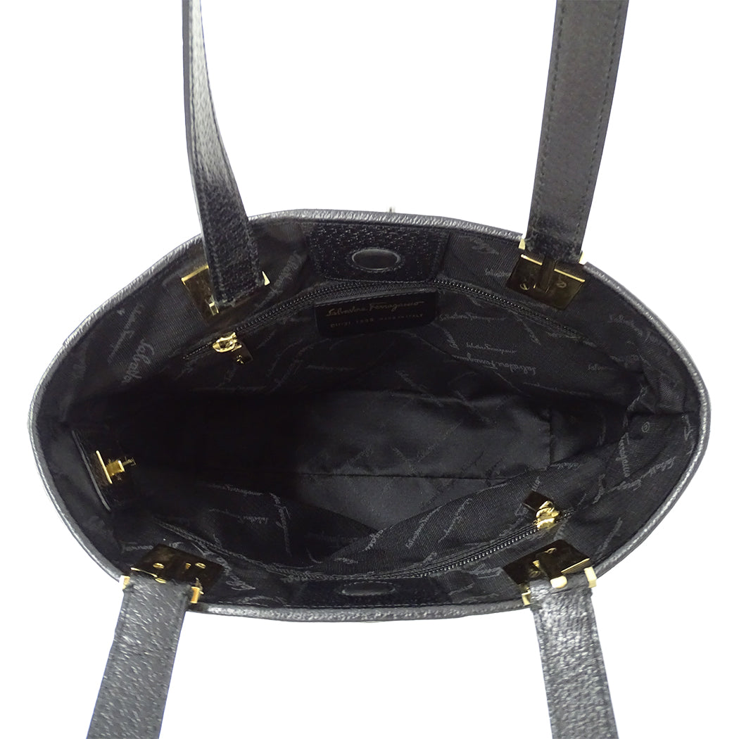 Ferragamo フェラガモ トートバッグ ブラック ナイロン レディース 【中古】