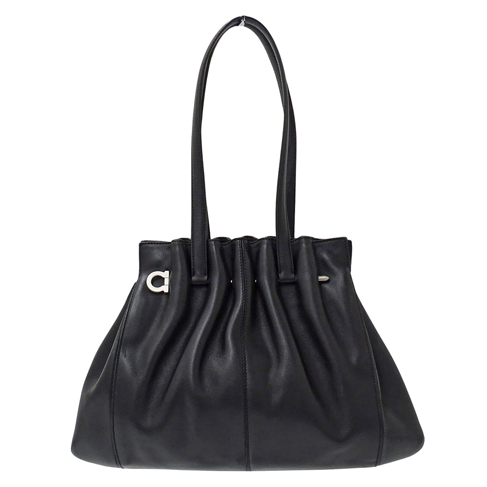 Ferragamo フェラガモ トートバッグ ガンチーニ ブラック レザー レディース 【中古】