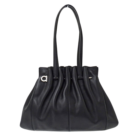 Ferragamo フェラガモ トートバッグ ガンチーニ ブラック レザー レディース 【中古】