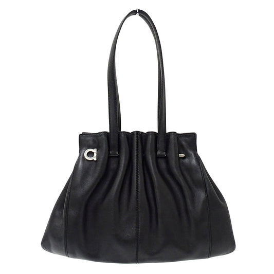Ferragamo フェラガモ トートバッグ ガンチーニ ブラック レザー レディース 【中古】